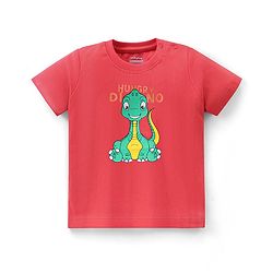 Babyhug Cotton Knit Half Sleeves T-Shirt Dino Print - Red