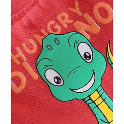 Babyhug Cotton Knit Half Sleeves T-Shirt Dino Print - Red