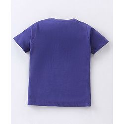 Babyhug Cotton Knit Half Sleeves T-Shirt Lion Print - Navy Blue