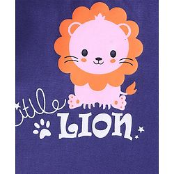 Babyhug Cotton Knit Half Sleeves T-Shirt Lion Print - Navy Blue