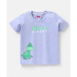Babyhug Cotton Knit Half Sleeves T-Shirt with Dino Print - Blue