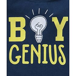 Babyhug Cotton Half Sleeves T-Shirt Text Print- Navy Blue