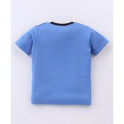 Babyhug Cotton Knit Half Sleeves T-Shirt Monster Print - Blue