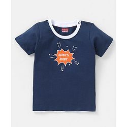 Babyhug Cotton Half Sleeves T-Shirt Text Print- Navy Blue