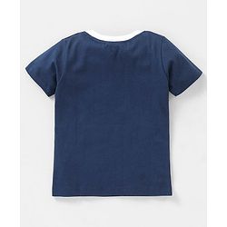 Babyhug Cotton Half Sleeves T-Shirt Text Print- Navy Blue