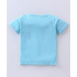 Babyhug Cotton Half Sleeves T-Shirt with Space Print - Sky Blue