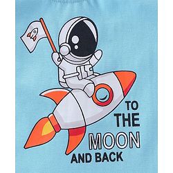 Babyhug Cotton Half Sleeves T-Shirt with Space Print - Sky Blue