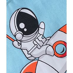 Babyhug Cotton Half Sleeves T-Shirt with Space Print - Sky Blue
