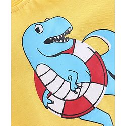 Babyhug Cotton Half Sleeves T-Shirt with Dino Print - Yellow