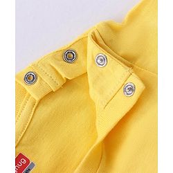 Babyhug Cotton Half Sleeves T-Shirt with Dino Print - Yellow