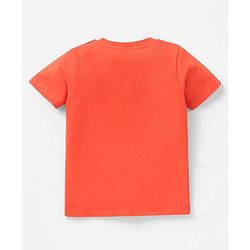 Babyhug Cotton Knit Half Sleeves T-Shirt with Panda Print - Orange