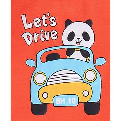 Babyhug Cotton Knit Half Sleeves T-Shirt with Panda Print - Orange