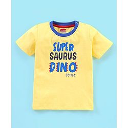 Babyhug Cotton Jersey Knit Half Sleeves T-Shirt Dino Print - Yellow