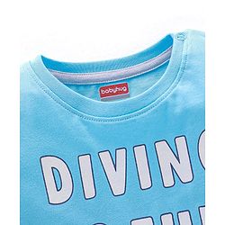 Babyhug Cotton Half Sleeves T-Shirt with Driving Print - Sky Blue