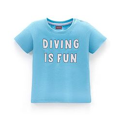 Babyhug Cotton Half Sleeves T-Shirt with Driving Print - Sky Blue