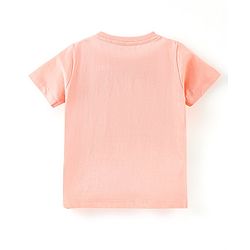 Babyhug Cotton Half Sleeves T-Shirt Polar Bear Print- Peach