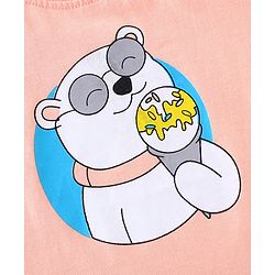 Babyhug Cotton Half Sleeves T-Shirt Polar Bear Print- Peach