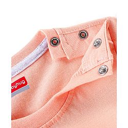 Babyhug Cotton Half Sleeves T-Shirt Polar Bear Print- Peach