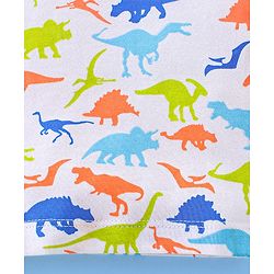 Babyhug Cotton Half Sleeves T-Shirt With Dino Print - White & Blue