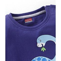 Babyhug Cotton Half Sleeves T-Shirt with Dino Print - Navy Blue