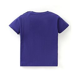 Babyhug Cotton Half Sleeves T-Shirt with Dino Print - Navy Blue