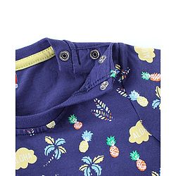 Babyhug Half Sleeves Cotton Jersey Floral Printed T-shirt - Blue
