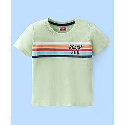 Babyhug Half Sleeves Cotton Jersey Striped T- Shirt - Green