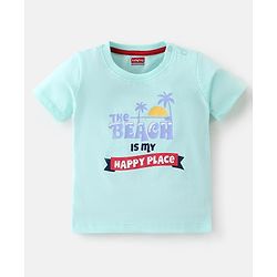 Babyhug Cotton Half Sleeves T-Shirt Text Print- Blue