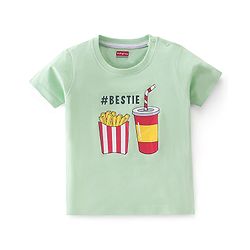 Babyhug Cotton Half Sleeves T-Shirt Popcorn Print- Light Green