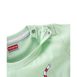 Babyhug Cotton Half Sleeves T-Shirt Popcorn Print- Light Green