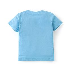 Babyhug Cotton Knit Half Sleeves Popcorn Print T-Shirt - Blue