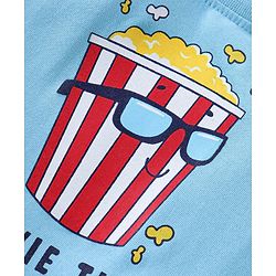 Babyhug Cotton Knit Half Sleeves Popcorn Print T-Shirt - Blue