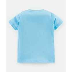 Babyhug Cotton Jersey Knit Half Sleeves T-Shirt with Frog Print - Sky Blue