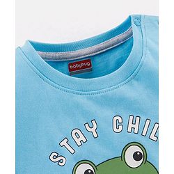 Babyhug Cotton Jersey Knit Half Sleeves T-Shirt with Frog Print - Sky Blue