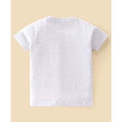 Babyhug Half Sleeves Cotton Jersey Lion Printed T- Shirt - White Melange