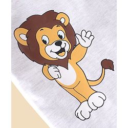 Babyhug Half Sleeves Cotton Jersey Lion Printed T- Shirt - White Melange