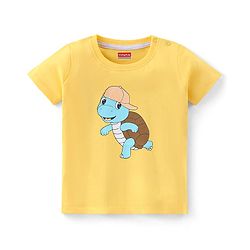 Babyhug Cotton Jersey Knit Half Sleeves T-Shirt with Turtle Print - Yellow