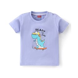 Babyhug Cotton Half Sleeves T-Shirt Dino Print- Blue