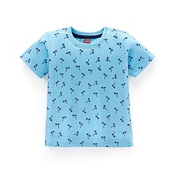Babyhug Cotton Half Sleeves T-Shirt with Trees Print - Sky Blue