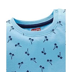 Babyhug Cotton Half Sleeves T-Shirt with Trees Print - Sky Blue