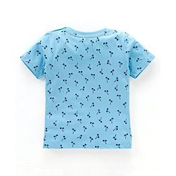 Babyhug Cotton Half Sleeves T-Shirt with Trees Print - Sky Blue