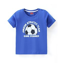 Babyhug Half Sleeves Cotton Jersey Soccer Printed T- Shirt - Blue