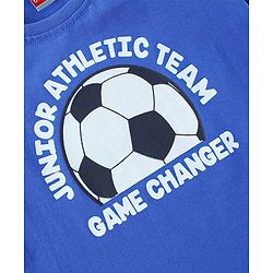 Babyhug Half Sleeves Cotton Jersey Soccer Printed T- Shirt - Blue