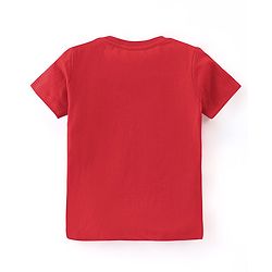 Babyhug Cotton Half Sleeves T-Shirt Sloth Print - Red