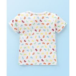 Babyhug Cotton Knit Half Sleeves T-Shirt with Monster Cars Print - White