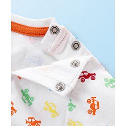 Babyhug Cotton Knit Half Sleeves T-Shirt with Monster Cars Print - White