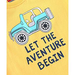 Babyhug Cotton Half Sleeves T-Shirt Jeep Print - Yellow
