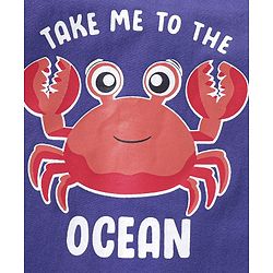 Babyhug Cotton Half Sleeves T-Shirt with Crab Print - Navy Blue