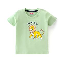 Babyhug Half Sleeves Cotton Jersey Lion and Text Printed T- Shirt - Green