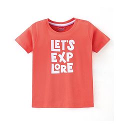 Babyhug Half Sleeves Cotton Jersey Text Printed T- Shirt - Orange